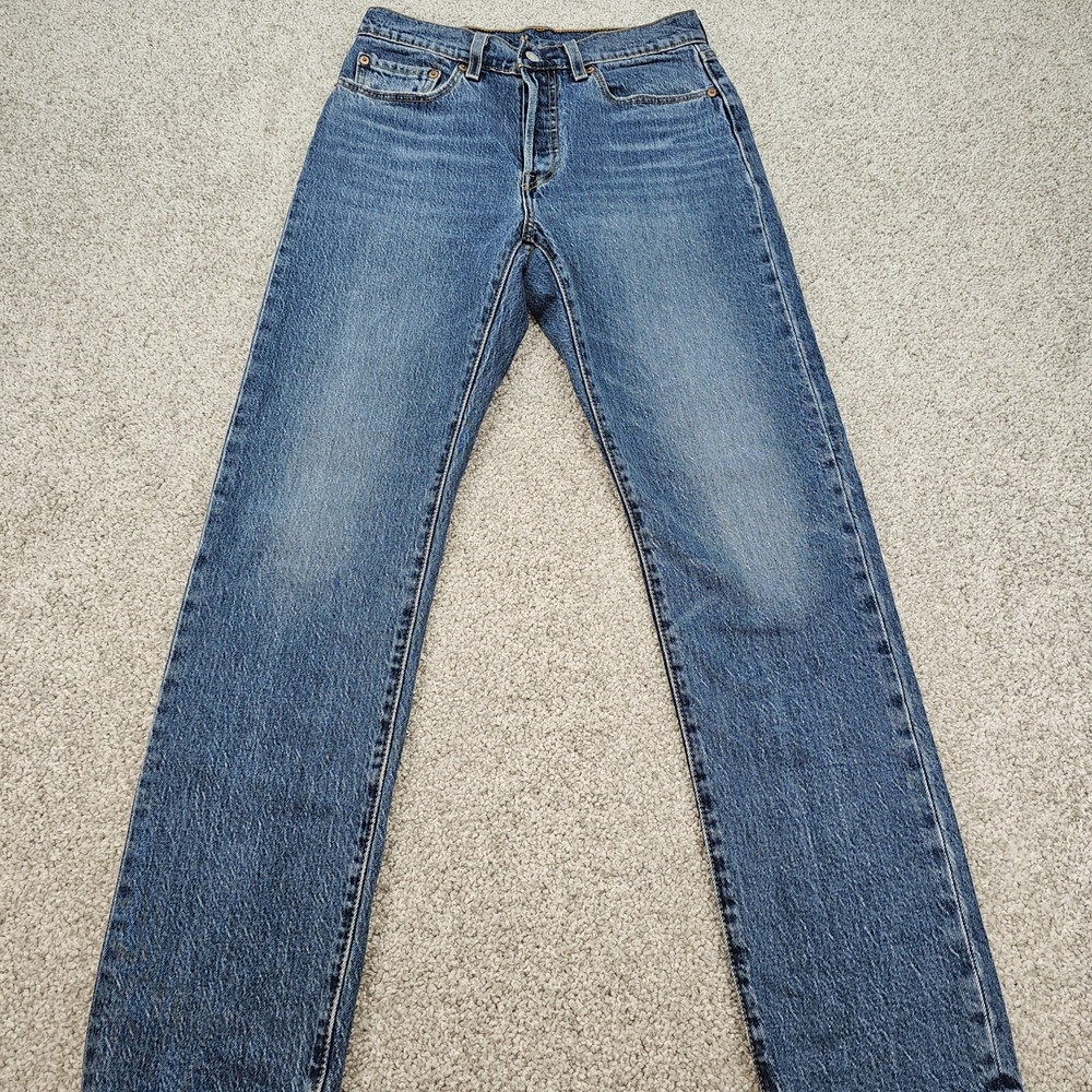 Levi's 501 Straight Leg Button Fly Blue w\ Stretch Womens Size 28x29